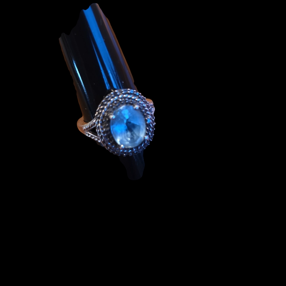 Elegant Blue Topaz Sterling Silver Ring